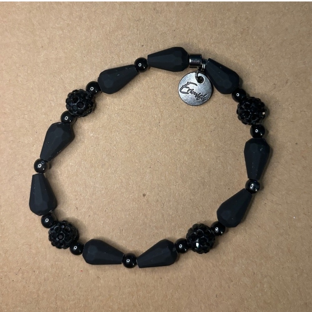 TWO Black Beaded Bracelets